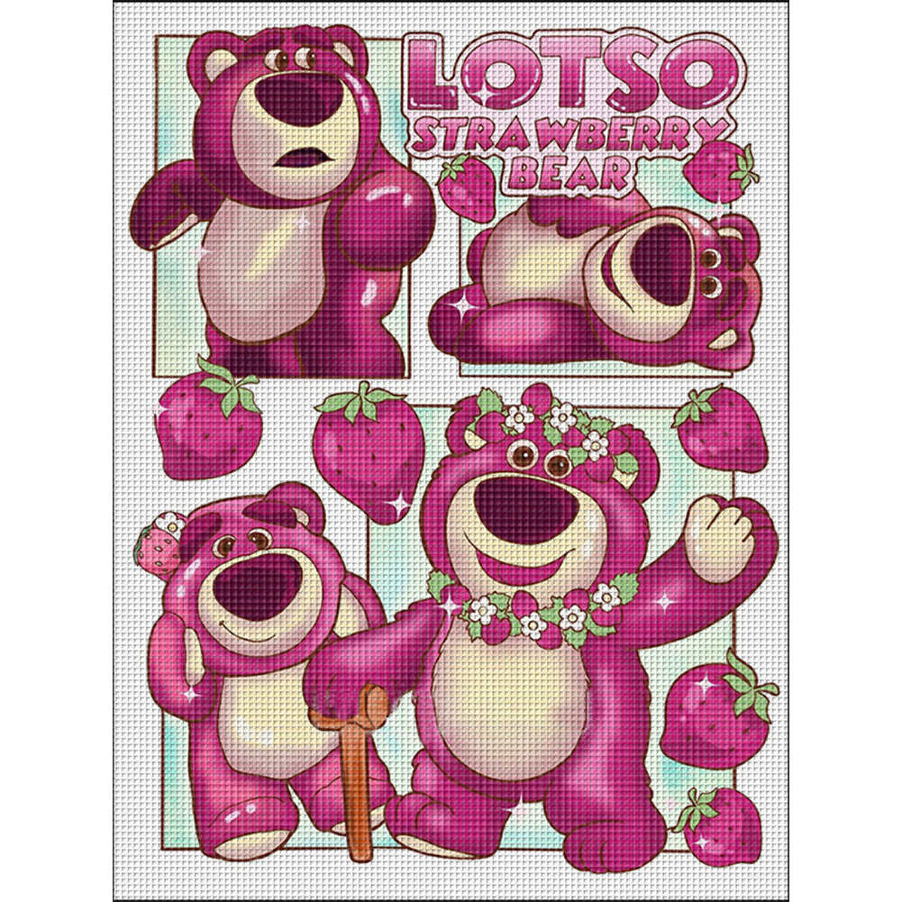 Strawberry Bear - 11CT Stamped Cross Stitch 50*65CM