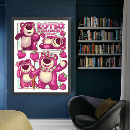 Strawberry Bear - 11CT Stamped Cross Stitch 50*65CM