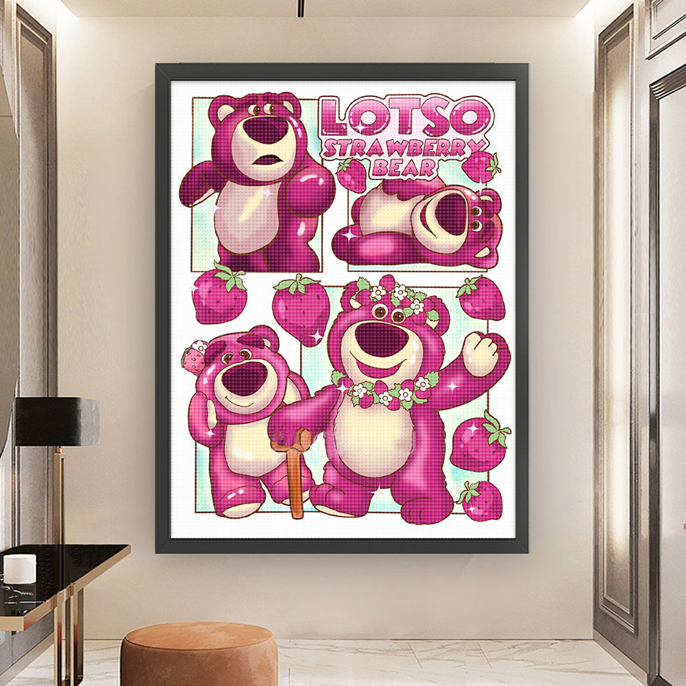 Strawberry Bear - 11CT Stamped Cross Stitch 50*65CM