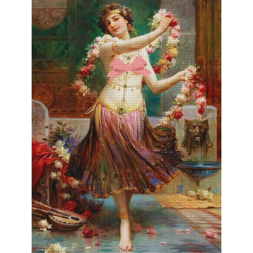 Oil Painting Woman - 11CT Stamped Cross Stitch 50*65CM