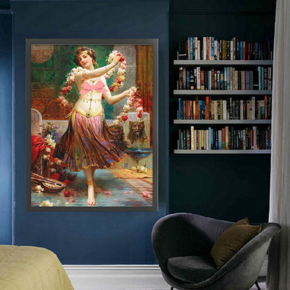 Oil Painting Woman - 11CT Stamped Cross Stitch 50*65CM