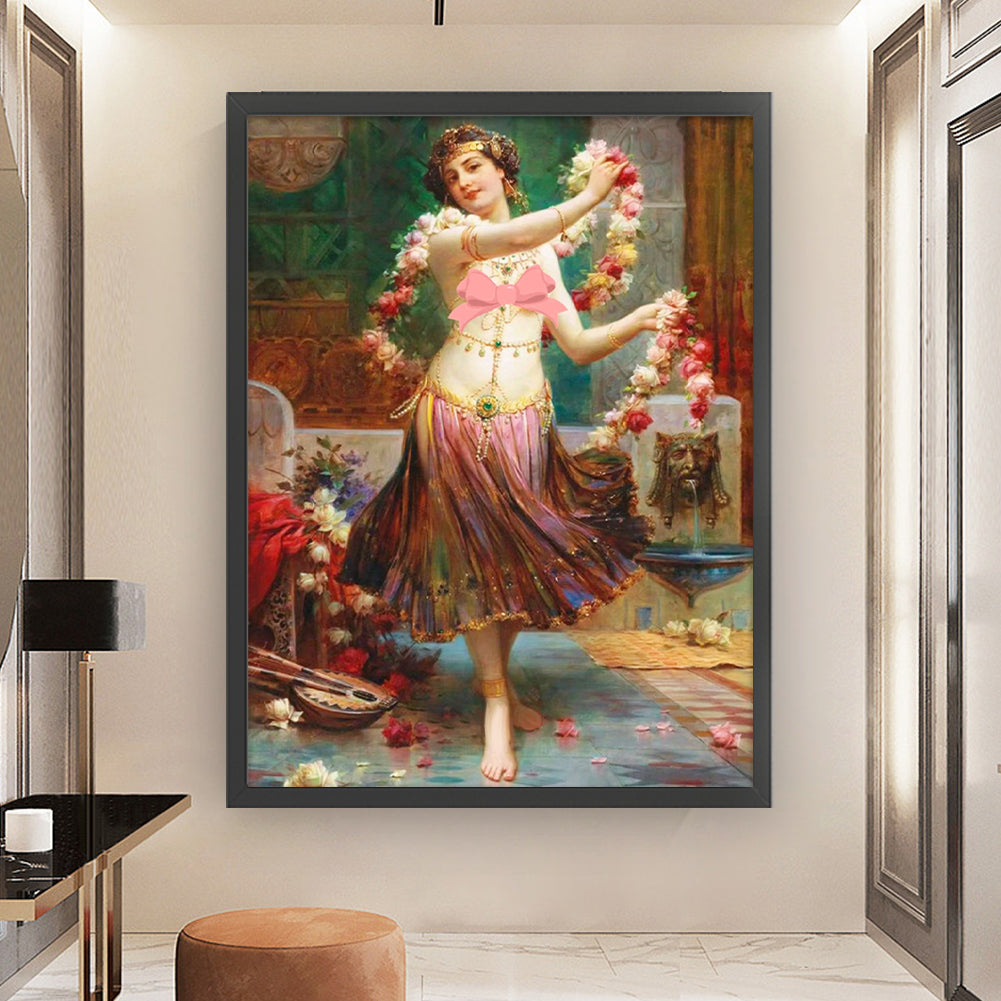 Oil Painting Woman - 11CT Stamped Cross Stitch 50*65CM