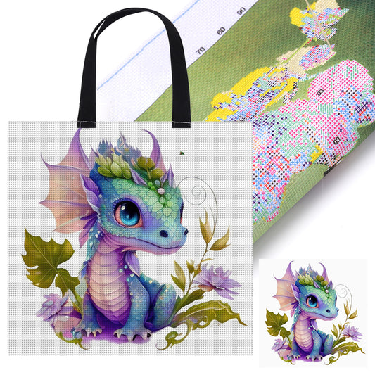 Embroidery Kit Personalized Bag for Beginners 40x40cm (Floral Pteranodon)