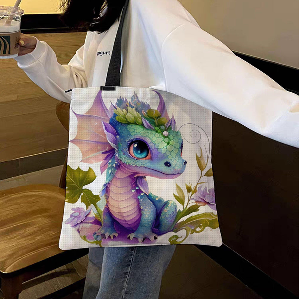 Embroidery Kit Personalized Bag for Beginners 40x40cm (Floral Pteranodon)