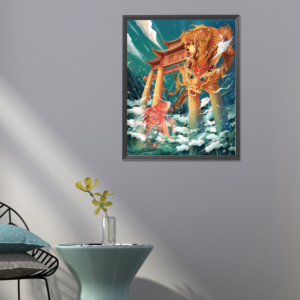 Fish Leaping Over The Dragon Gate - Full Round Drill Diamond Painting 40*50CM