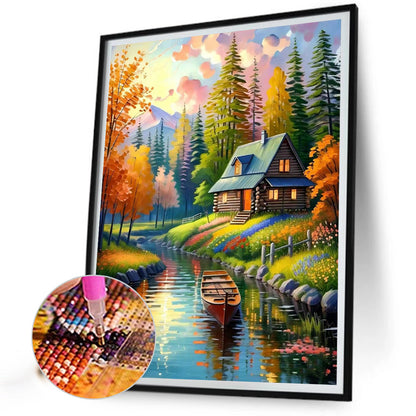 Lake House - Full Round Drill Diamond Painting 40*50CM