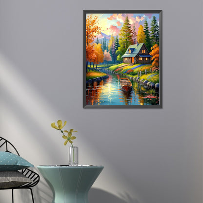 Lake House - Full Round Drill Diamond Painting 40*50CM