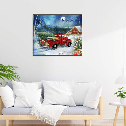 Red Christmas Truck - Full Round Drill Diamond Painting 50*60CM