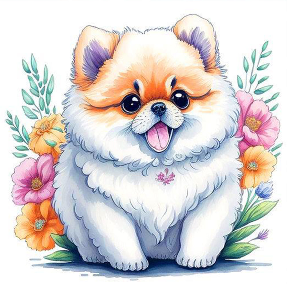Cute Samoyed Dog - Full Round Drill Diamond Painting 30*30CM