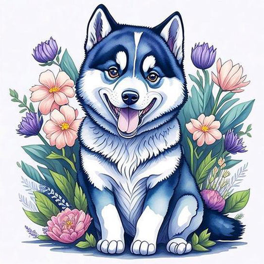 Cute Husky - Full Round Drill Diamond Painting 30*30CM