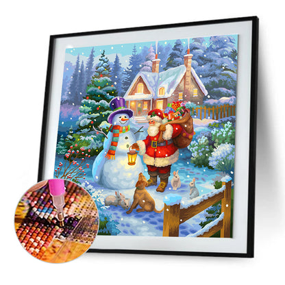 Santa Claus And Snowman - Full Round Drill Diamond Painting 30*30CM