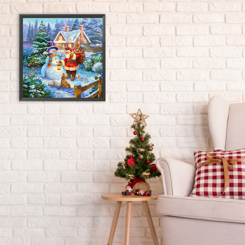 Santa Claus And Snowman - Full Round Drill Diamond Painting 30*30CM