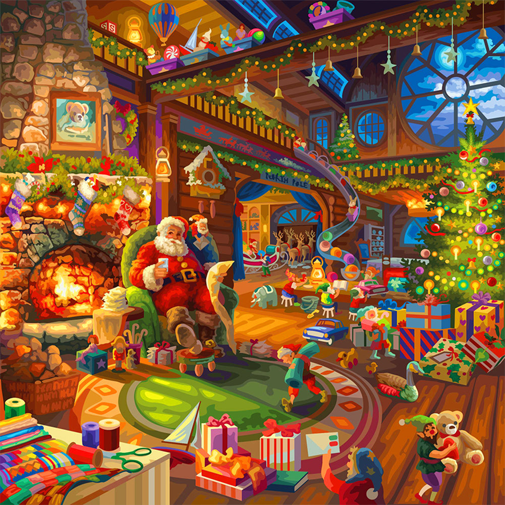 Santa'S Cozy Cabin - Full Round Drill Diamond Painting 30*30CM