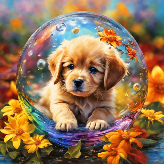 Bubble Ball Dog - Full Round Drill Diamond Painting 30*30CM