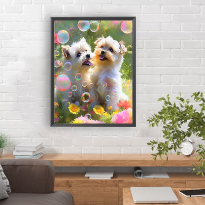 Two Dogs - Full Round Drill Diamond Painting 30*40CM