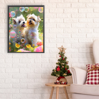 Two Dogs - Full Round Drill Diamond Painting 30*40CM