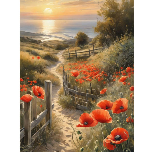 Path Among Flowers Flowers - Full Round Drill Diamond Painting 30*40CM