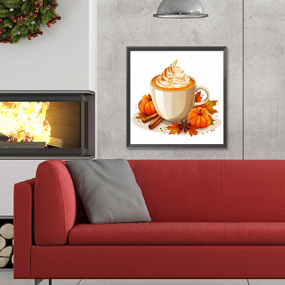 Pumpkin Coffee - Full Round Drill Diamond Painting 30*30CM