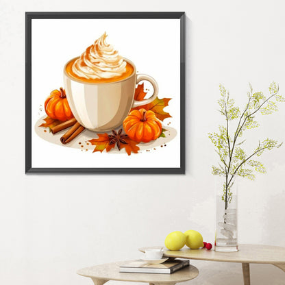 Pumpkin Coffee - Full Round Drill Diamond Painting 30*30CM