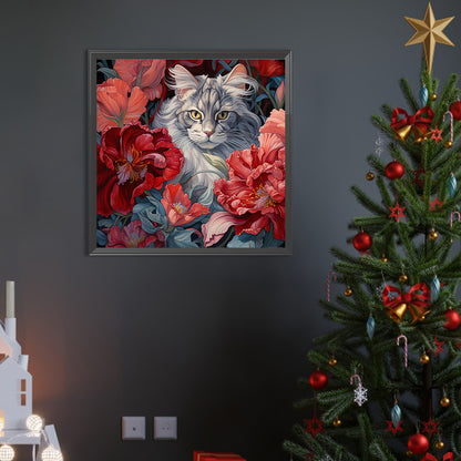 Kitten In Flower - Full Round Drill Diamond Painting 40*40CM