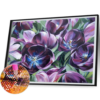 Purple Tulips - Full Round Drill Diamond Painting 50*40CM