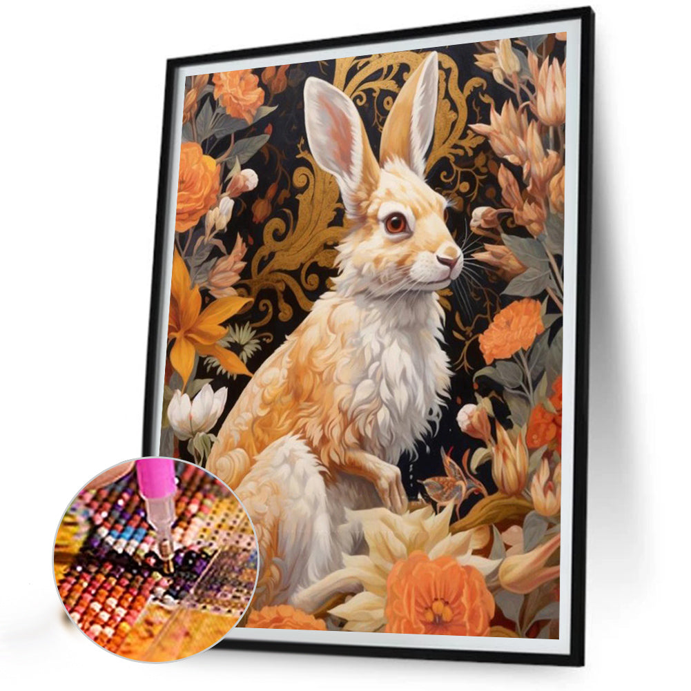 Rabbit In Flowers - Full Round Drill Diamond Painting 40*50CM