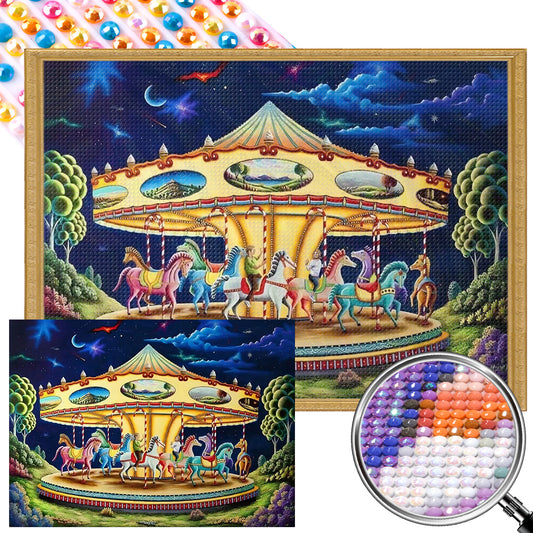 Lovers And Carousel - Full Round Drill Diamond Painting 55*40CM