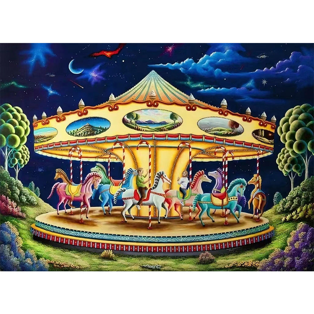 Lovers And Carousel - Full Round Drill Diamond Painting 55*40CM