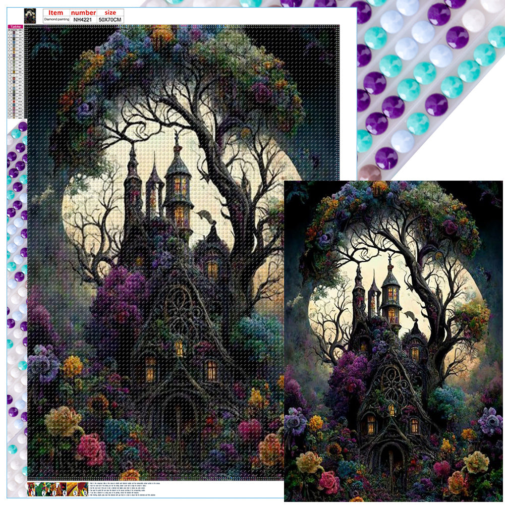 Full Moon Castle - Full Round Drill Diamond Painting 50*70CM