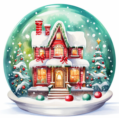 Christmas Igloo Crystal Ball - 11CT Stamped Cross Stitch 50*50CM