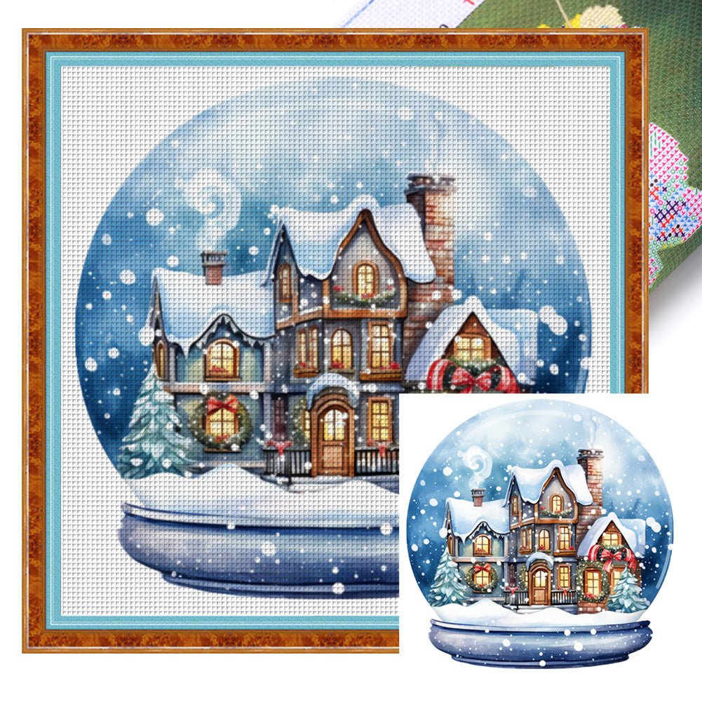 Christmas Igloo Crystal Ball - 11CT Stamped Cross Stitch 50*50CM