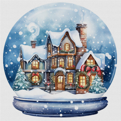 Christmas Igloo Crystal Ball - 11CT Stamped Cross Stitch 50*50CM