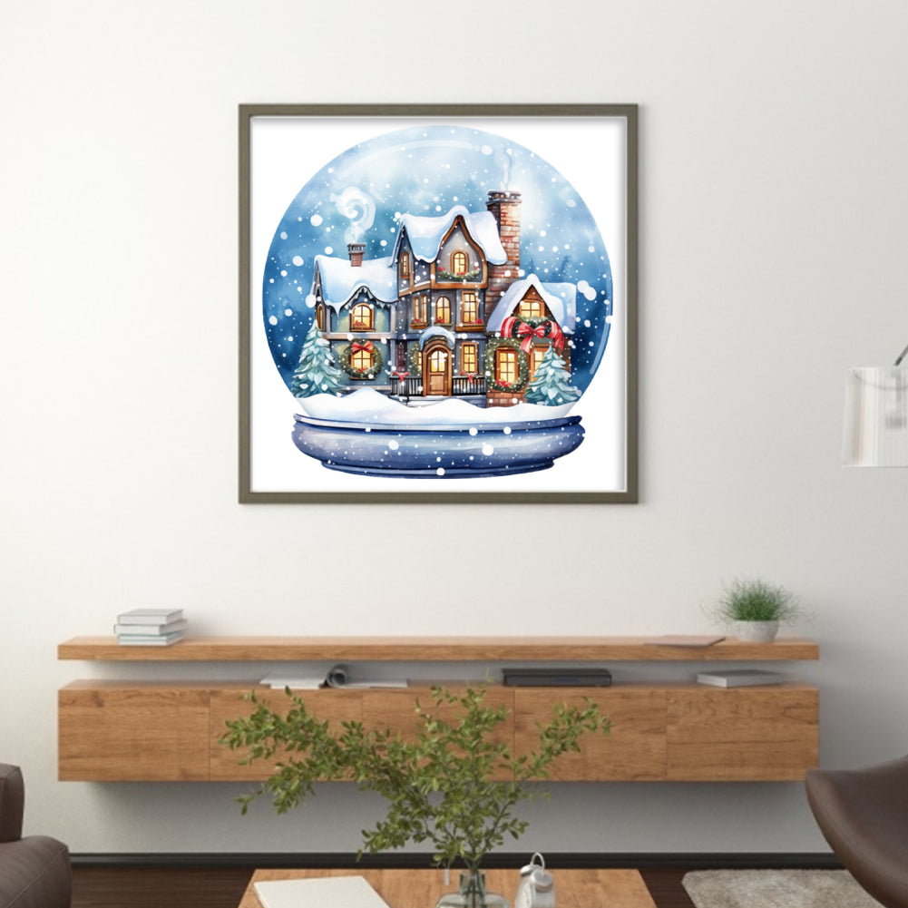 Christmas Igloo Crystal Ball - 11CT Stamped Cross Stitch 50*50CM