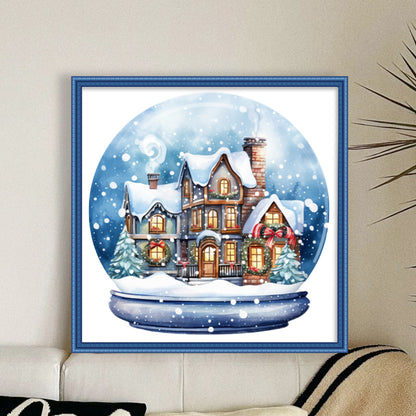 Christmas Igloo Crystal Ball - 11CT Stamped Cross Stitch 50*50CM