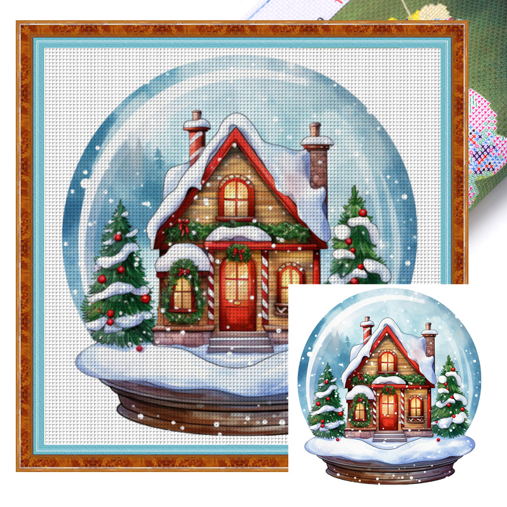 Christmas Igloo Crystal Ball - 11CT Stamped Cross Stitch 50*50CM