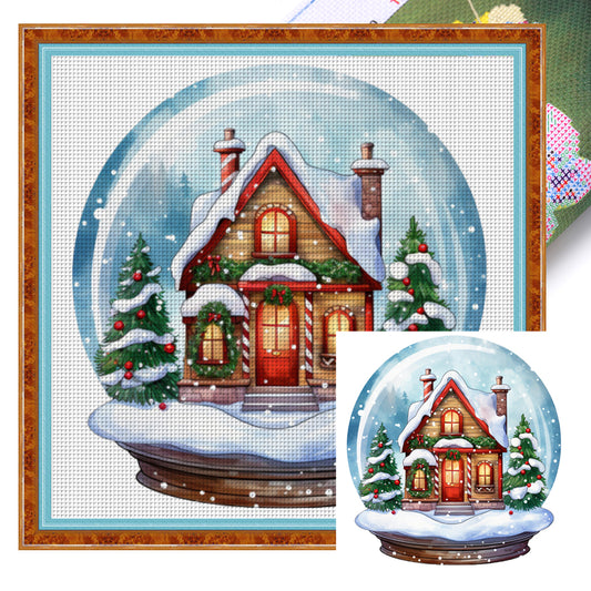 Christmas Igloo Crystal Ball - 11CT Stamped Cross Stitch 50*50CM