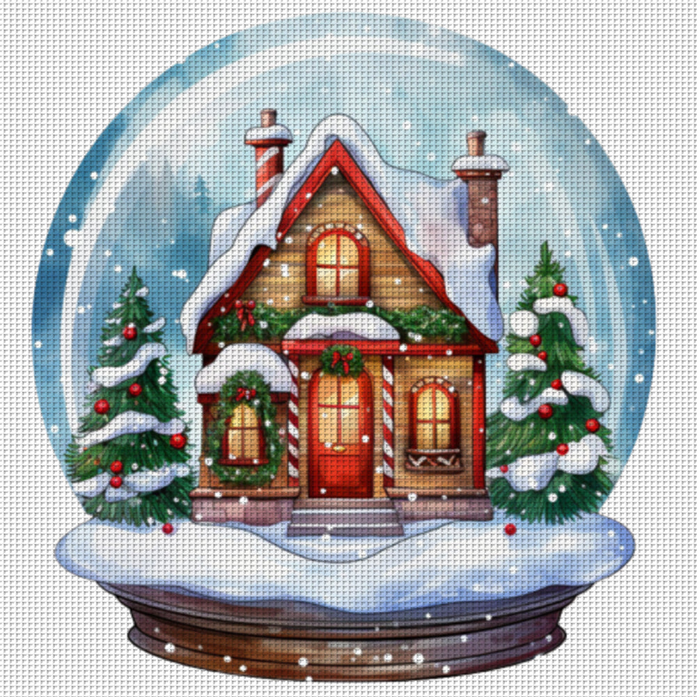 Christmas Igloo Crystal Ball - 11CT Stamped Cross Stitch 50*50CM