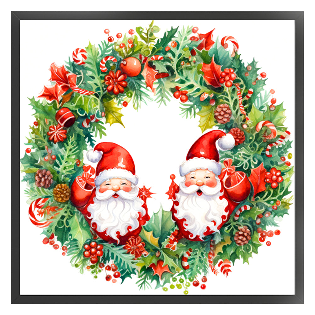 Christmas Gnome Wreath - 11CT Stamped Cross Stitch 40*40CM