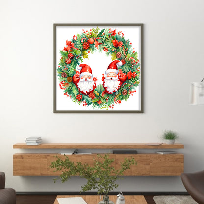 Christmas Gnome Wreath - 11CT Stamped Cross Stitch 40*40CM