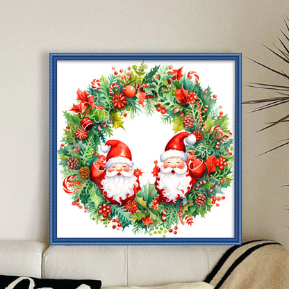 Christmas Gnome Wreath - 11CT Stamped Cross Stitch 40*40CM