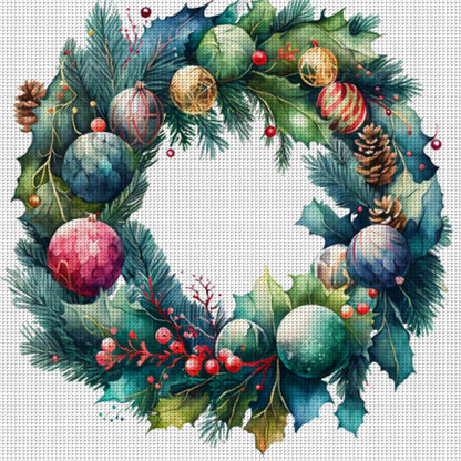 Christmas Wreath - 11CT Stamped Cross Stitch 40*40CM