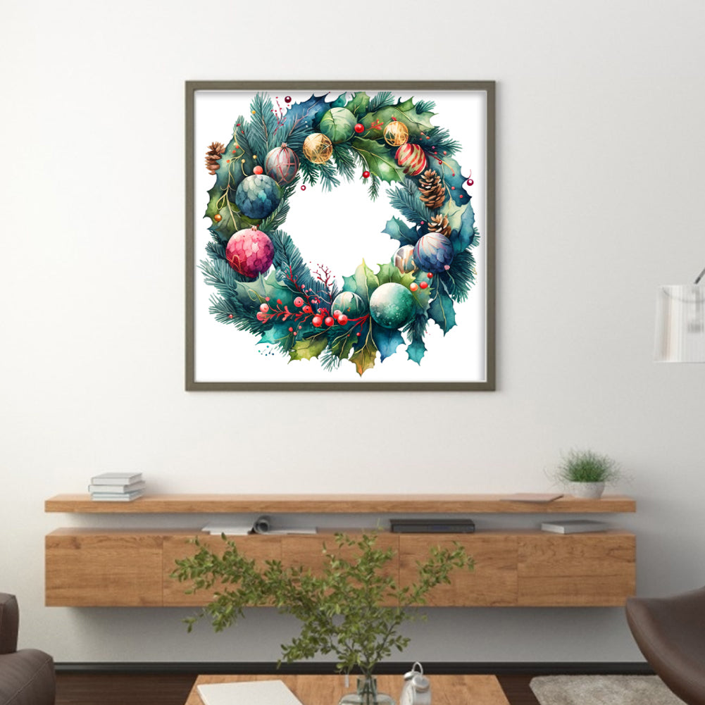 Christmas Wreath - 11CT Stamped Cross Stitch 40*40CM