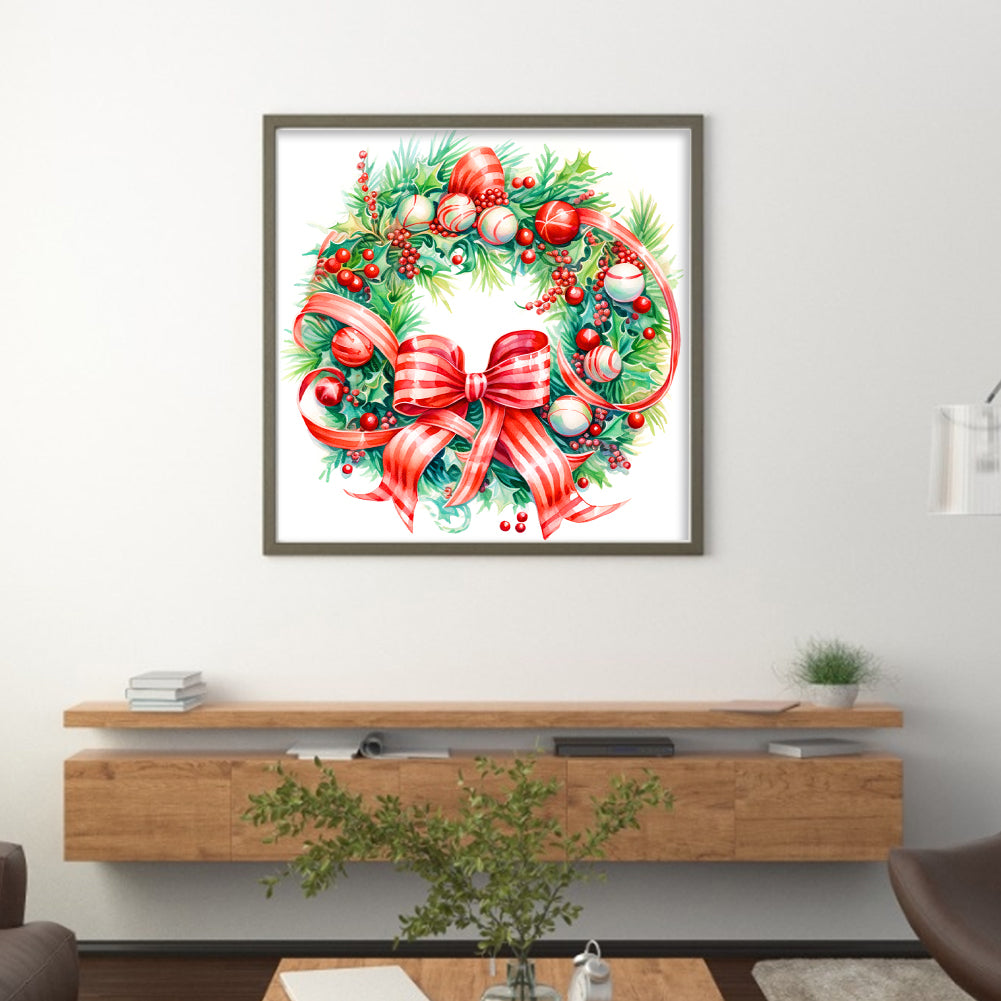 Christmas Wreath - 11CT Stamped Cross Stitch 40*40CM