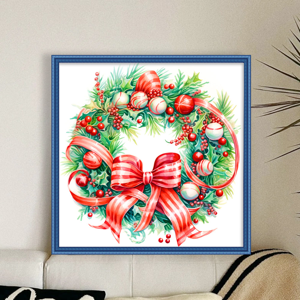 Christmas Wreath - 11CT Stamped Cross Stitch 40*40CM