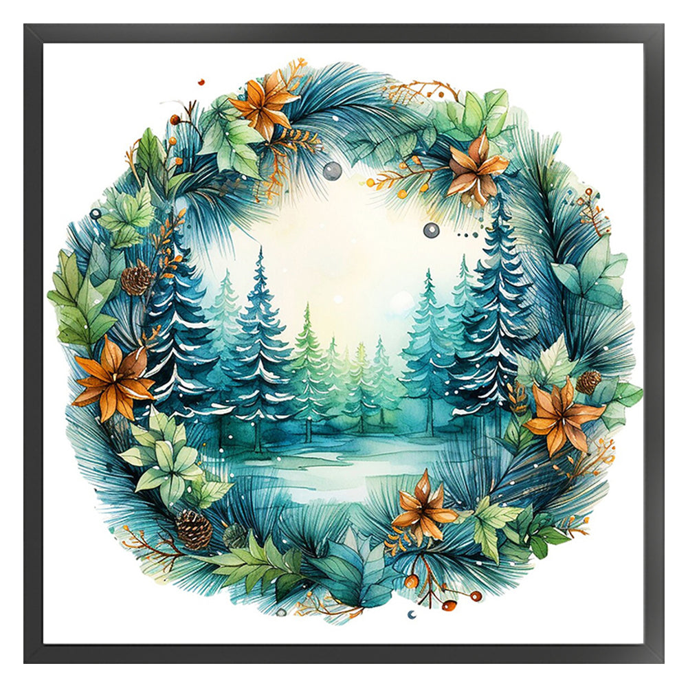 Christmas Wreath - 11CT Stamped Cross Stitch 40*40CM