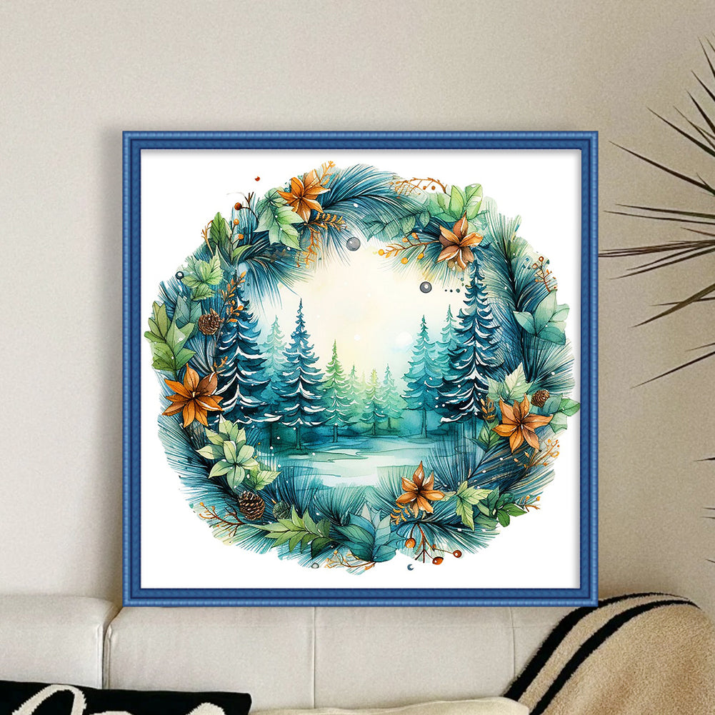 Christmas Wreath - 11CT Stamped Cross Stitch 40*40CM