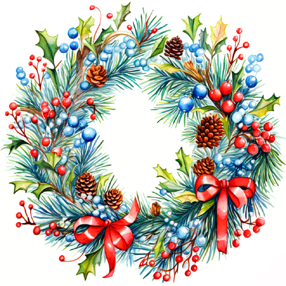 Christmas Wreath - 11CT Stamped Cross Stitch 40*40CM