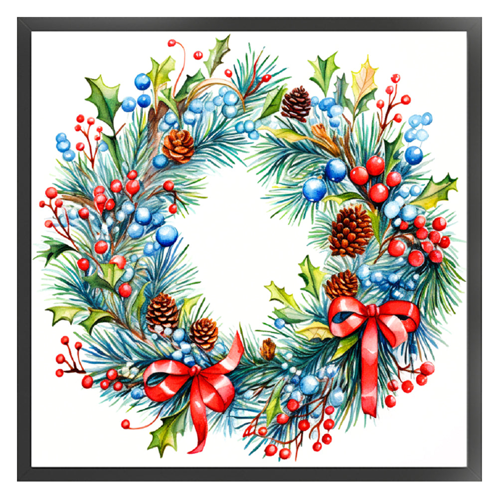 Christmas Wreath - 11CT Stamped Cross Stitch 40*40CM