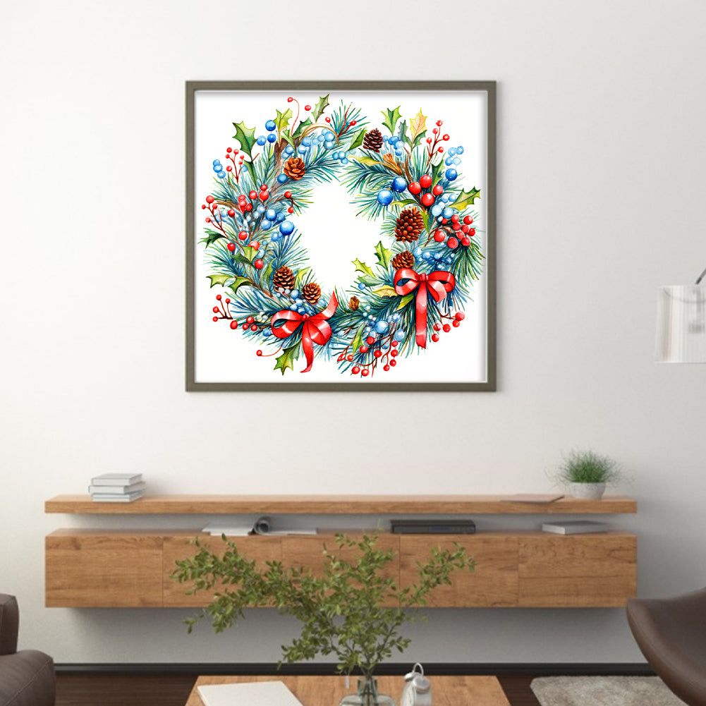 Christmas Wreath - 11CT Stamped Cross Stitch 40*40CM