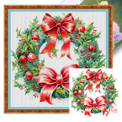 Christmas Wreath - 11CT Stamped Cross Stitch 40*40CM